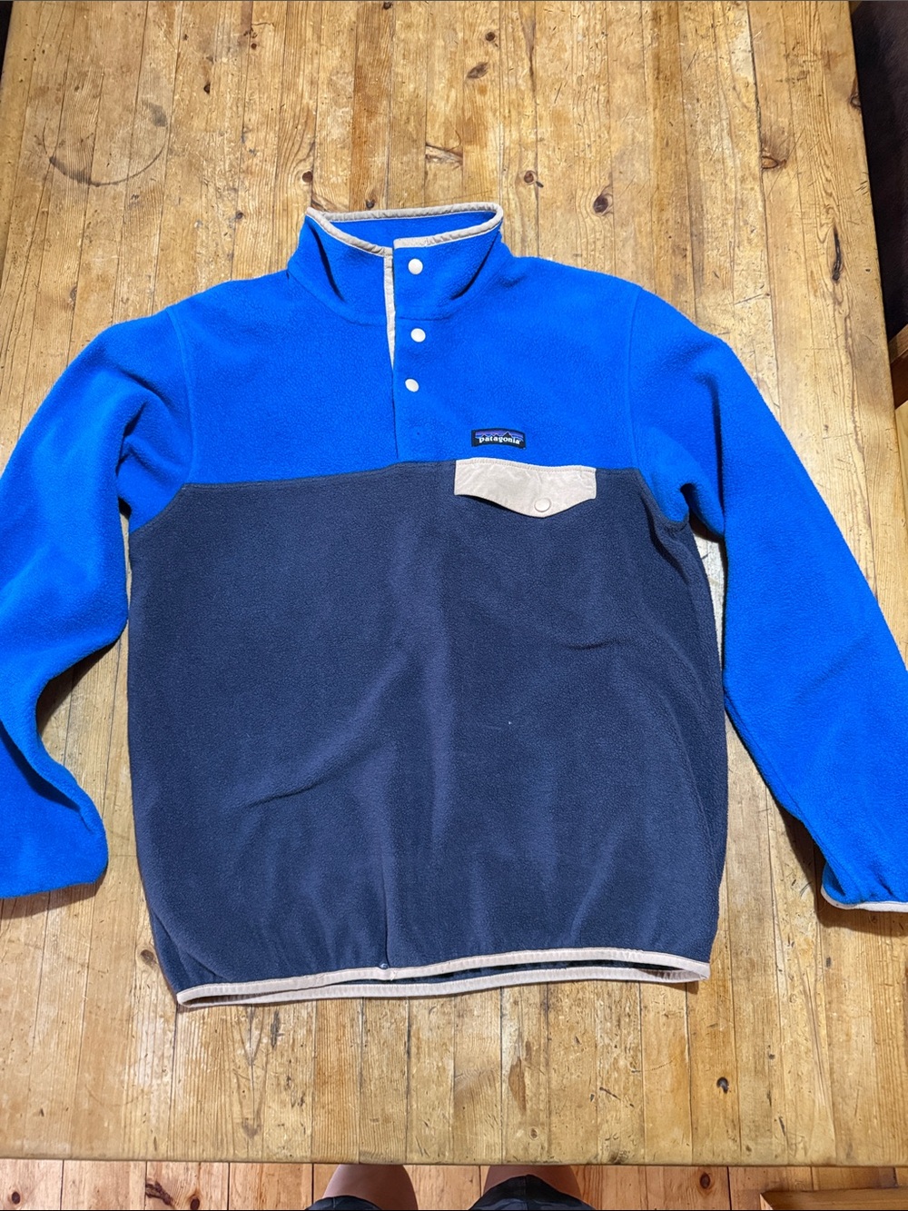 Patagonia Men’s Crewneck Fleece Pullover - Bright Blue & Navy
